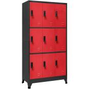 Armoire à casiers Anthracite et rouge 90x45x180 cm