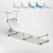 Beach And Garden Design - Bain de soleil pliant transat chaise longue piscine pare-soleil California Couleur: Blanc