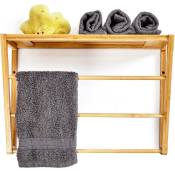 Blum - tagère pour la salle de bain avec 3 barres à serviettes Tablette supérieure 42x30x20cm bambou - Bambou