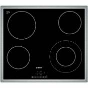 Bosch PKF645B17E Serie 4 - Table de cuisson vitrocéramique 60cm - cadre inox - 4 foyers - 6600W- Noir