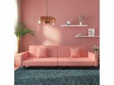 Canapé-lit 2 places | canapé fixe canapé convertible avec deux oreillers rose velours meuble pro frco88158