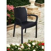 Chaise d'extérieur Torino, Siège de jardin, Chaise pour table à manger, Fauteuil d'extérieur effet rotin, 100% Made in Italy, Cm 54x60h82,