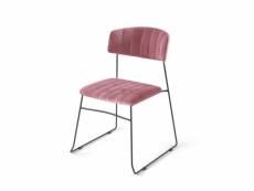 Chaise design mundo revêtement en cuir synthétique ignifuge - matériel chr pro - rose - piètement acier/assise cuir synthétique - ignifuge