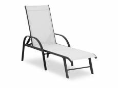 Chaise longue de jardin structure en aluminium dossier réglable gris pâle helloshop26 14_0007447