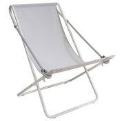 Chaise longue pliable inclinable Vetta métal & tissu gris clair/ 2 positions - Emu blanc en métal
