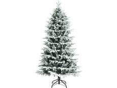 Costway 180cm sapin de noël artificiel floqué de neige crayon avec 550 branches en pvc et 1320 en pe,arbre noël artificiel base en métal, grand décora