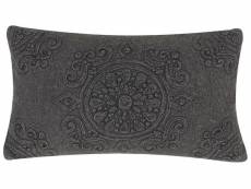 Coussin en tissu gris foncé gaufré 30 x 50 cm veloor 177979