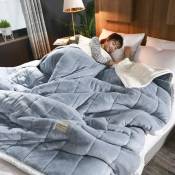Couvertures chaudes en polaire corail bleu clair pour le lit, 3 couches épaisses en flanelle, couettes douces et confortables,