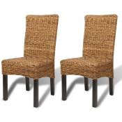 Décoshop26 - Lot de 2 chaises de salle à manger cuisine design moderne bois solide de manguier et abaca