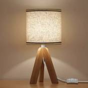 Delaveek - Lampe de chevet Bois Moderne Lampe à poser E27 Base Pour Chambre, Salon, Bureau