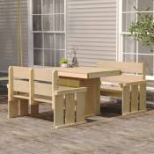 Design In - Ensemble Table et Chaise de Jardin 3 pcs - Mobilier de salle à manger de jardin Bois de pin imprégné BV607778