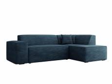 Duchamp - canapé d'angle droit 5 places - en velours côtelé - bestmobilier - bleu ardoise