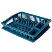 Égouttoir à vaisselle en plastique bleu 46x37x9.5cm