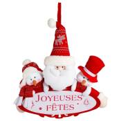 Fééric Lights And Christmas - Pancarte père noël et bonhommes de neige rouges - Rouge - Rouge et blanc