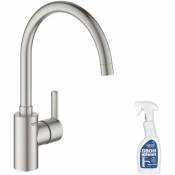Grohe - Feel mitigeur évier C-bec Quickfix Supersteel + Nettoyant robinetterie Clean