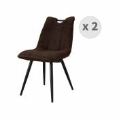 Handy - Chaise vintage microfibre vintage café pieds métal noir (x2) - Marron