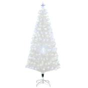HOMCOM Sapin de Noël sapin artificiel180 cm lumineux LED 7 modes de clignotement féerique 220 branches denses fibre optique transparente base métal