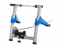 Home trainer vélo support d'entrainement pliable pour vélo de route vtt roues 26 à 29 pouces gris métal bleu