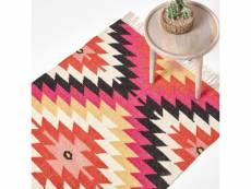 Homescapes tapis kilim en laine à motif géométrique multicolore - jakarta - 90 x 150 cm RU1292B