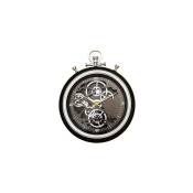 Horloge chronomètre ronde 50 cm en métal noir et argenté