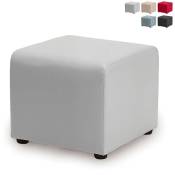 JES - Pouf de salon carré salle d'attente 46x46cm moderne en similicuir Couleur: Blanc