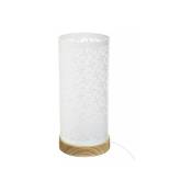 Lampe de Chevet Tactile Métal Ajouré Support Bois H27cm - Motif - Blanc
