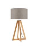 Lampe de table bambou abat-jour lin lin fonc√©,