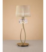 Lampe de Table Loewe 1 Ampoule E27 Big, laiton antique avec Abat jour bronze