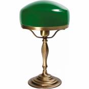Licht-erlebnisse - Lampe de table en laiton avec abat-jour vert dans le style art nouveau H:28 cm - Bronze clair brillant, Vert - Bronze Clair