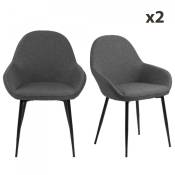 Lot de 2 chaises modernes en simili avec accoudoirs gris