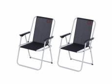Lot de 2 fauteuils piccolo de camping pliables - o'camp - noir - dimensions : 57 x 55 x 80 cm