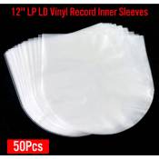 Manchons intérieurs antistatiques en plastique transparent 50 pièces pour stockage de disques vinyle LP LD de 12 pouces sac à manches intérieures