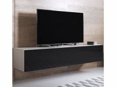 Meuble tv 1 porte | 160 x 30 x 40cm | blanc et noir
