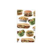 Plage - Sticker réfrigérateur et lave vaisselle, snacking, burgers, sandwichs et salade nourriture fast food, 180 cm x 100 cm - Multicouleur