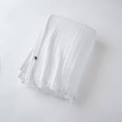 Plaid à franges en gaze de coton 130 x 160 cm Gaia Blanc - Blanc