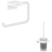 Porte-brosse wc Hansgrohe Addstoris + Porte-papier wc blanc mat - blanc mat