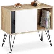 Relaxdays - Commode retro design en bois et métal années 60 sideboard meuble rangement scandinave HxlxP: 70 x 80 x 40 cm, noir blanc