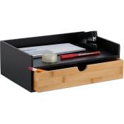 Relaxdays - Organisateur bureau, 1 tiroir, documents format A4, bambou, HxLxP: 11x32x22 cm, fournitures, noir - nature