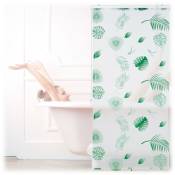 Relaxdays - Store de baignoire, 80 x 240 cm, rideau de douche hydrofuge, plafond & fenêtre, pare-bain, blanc/vert