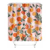 Rideau de douche pêche pour salle de bain Fruit Orange abricot fleur feuilles coloré beau rideau de douche Floral
