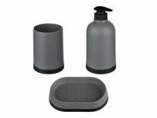 Set de 3 accessoires de salle de bain "strip" gris