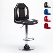 Superstool - Tabouret chaise gaming et bar en similicuir Design Racing Couleur: Noir