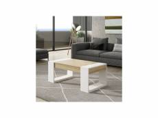 Table basse relevable chêne blond-bois blanc - plamor - l 110 x l 60 x h 44-57 cm - neuf