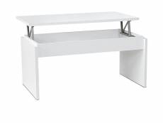 Table basse relevable coloris blanc - longueur 105