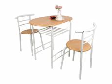 Table de cuisine avec 2 chaises hombuy pour salle à manger cadre en acier couleur bois et blanc