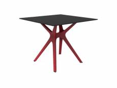 Table phénolique noire 900x900 pied de table vela "s" - resol - rouge - aluminium, phénolique compact, fibre de verre, polypropylèn