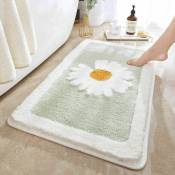 Tapis de bain absorbant marguerite, tapis de bain moelleux en polyester, tapis de douche absorbant, lavable en machine, 45 x 60 cm