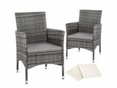 Tectake lot de 2 fauteuils de jardin acier avec 2 sets de housses - gris/gris clair 404551