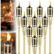 Torches pour Jardin Extérieur Torche de Jardin en Bambou, Torches en Bambou 90 cm Torches à Huile Torche Décorative Extérieure, Lampe à Huile Lampe