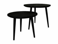 Verona - lot de 2 tables rondes - bois de manguier et fer - noir - 60 x 50 x 60 cm